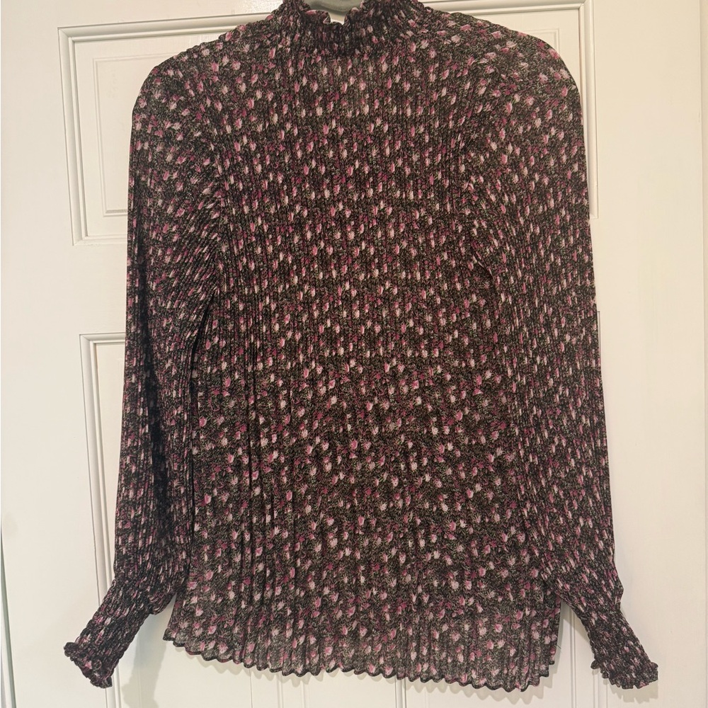 CABI Black and Pink Floral Blouse
